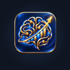 Quadro Investissement logo: golden brain and upward arrow on a midnight blue background