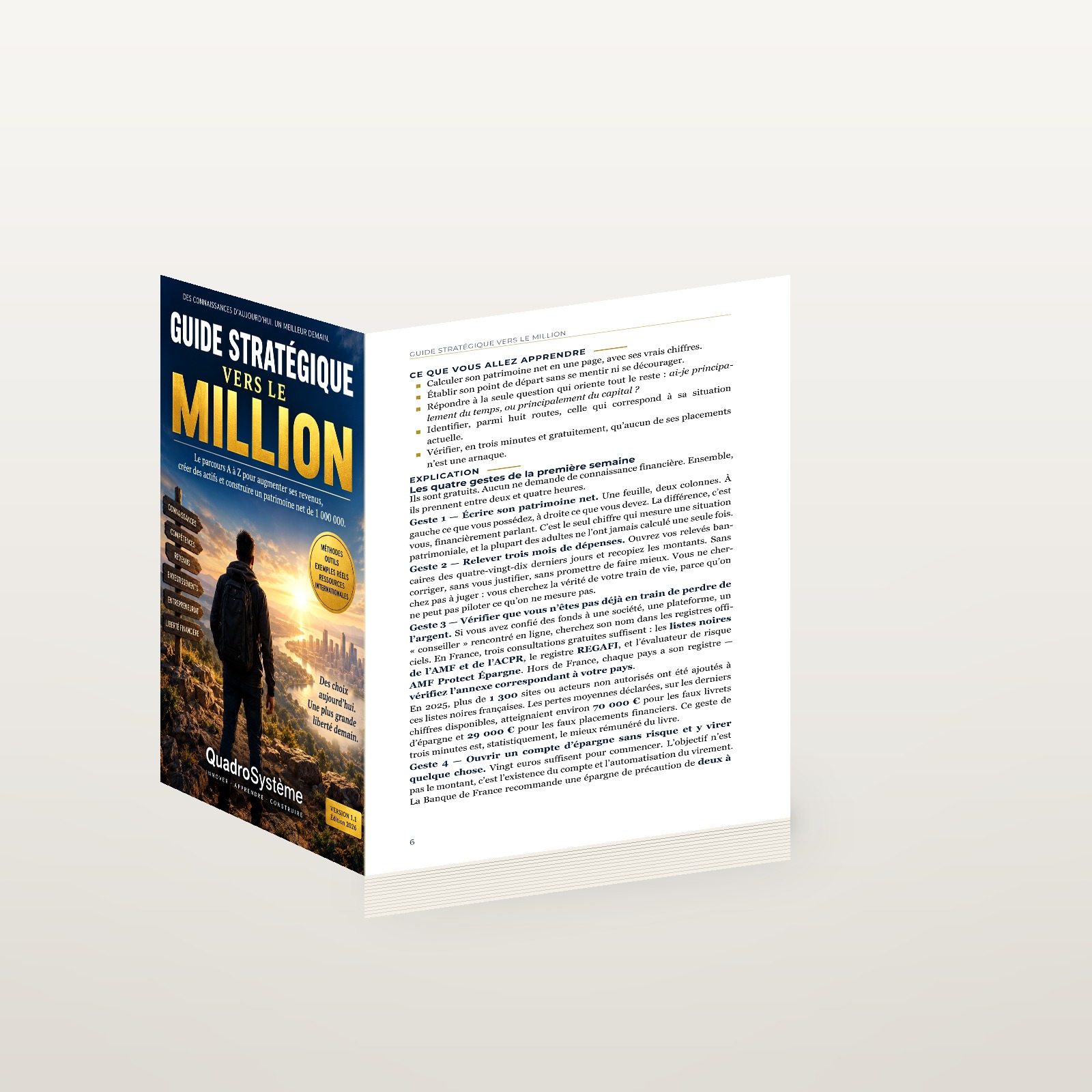 guide stratégique vers le million — le livre entrouvert, pages réelles Guide stratégique vers le million — le livre entrouvert, pages réelles