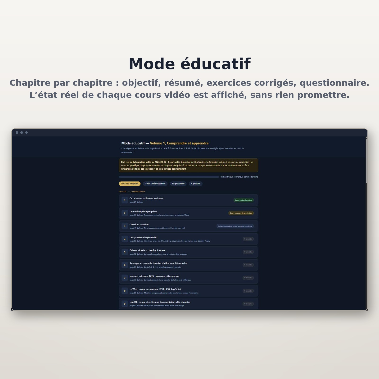 Volume 1 — le mode éducatif inclus Volume 1 — le mode éducatif inclus