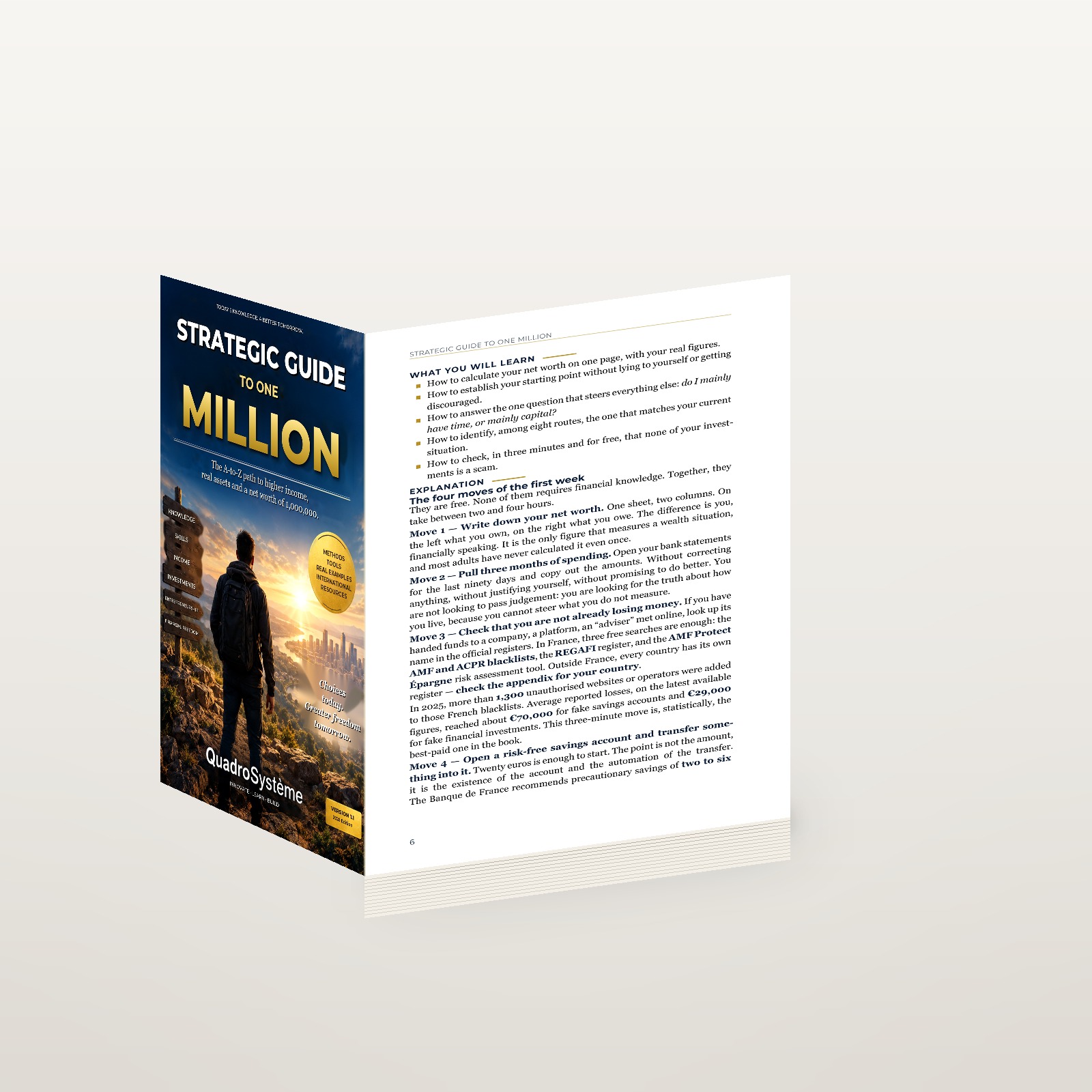 strategic guide to one million — the book slightly open, real pages Strategic Guide to One Million — the book slightly open, real pages